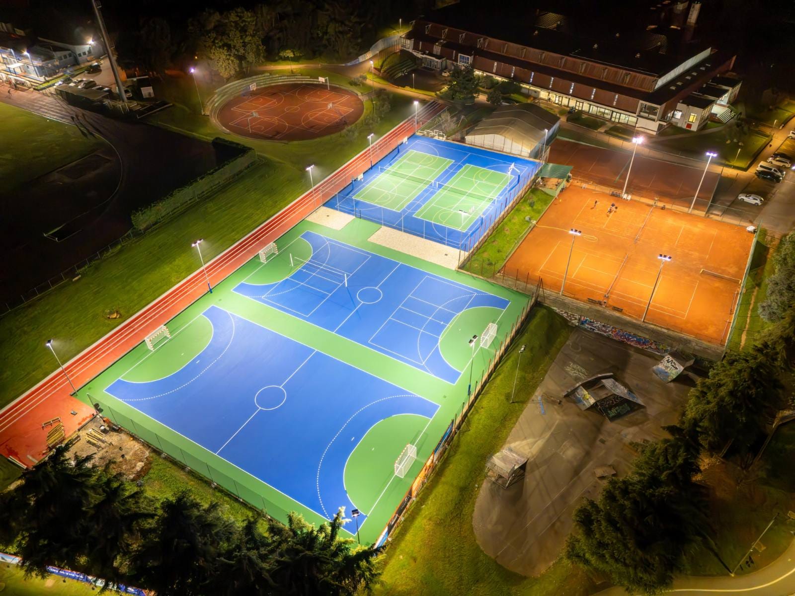 Multi-sport courts at night, Poreč, Croatia